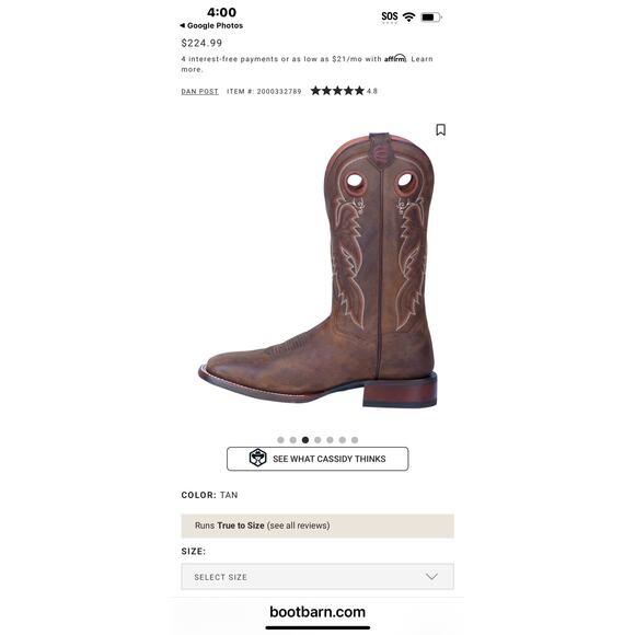 Dan Post Men\'s Abram Western Performance Boots Broad Square Toe Size 11W NWB